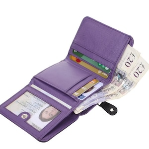 Ladies Women RFID Blocking Small Wallet Lightweight Soft Genuine Designer Leather Purse With Coin & ID Card Pocket Gift Boxed