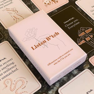 Tarjetas de Afirmaciones "Escucha, Perra" / 50 Afirmaciones Geniales para Mujeres / Regalo de Autocuidado / Perfecto para Regalos Navideños y para Rellenar Calcetines imagen 6