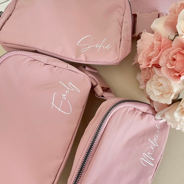 Personalized Bachelorette Fanny Pack, Custom Bridesmaid Belt Bag, Name Sling Bag, Bachelorette Party Favors, Crossbody Waist Bag Gift