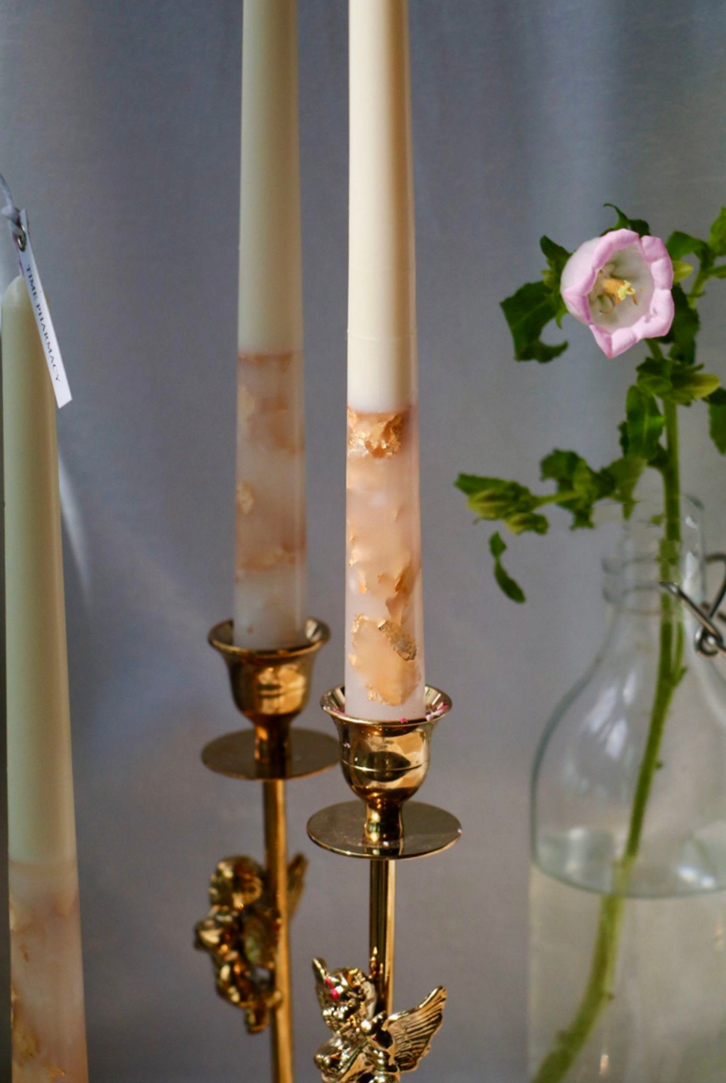 Decorative Taper Candles Set of 2 Gold Flakes Candles 100 Etsy