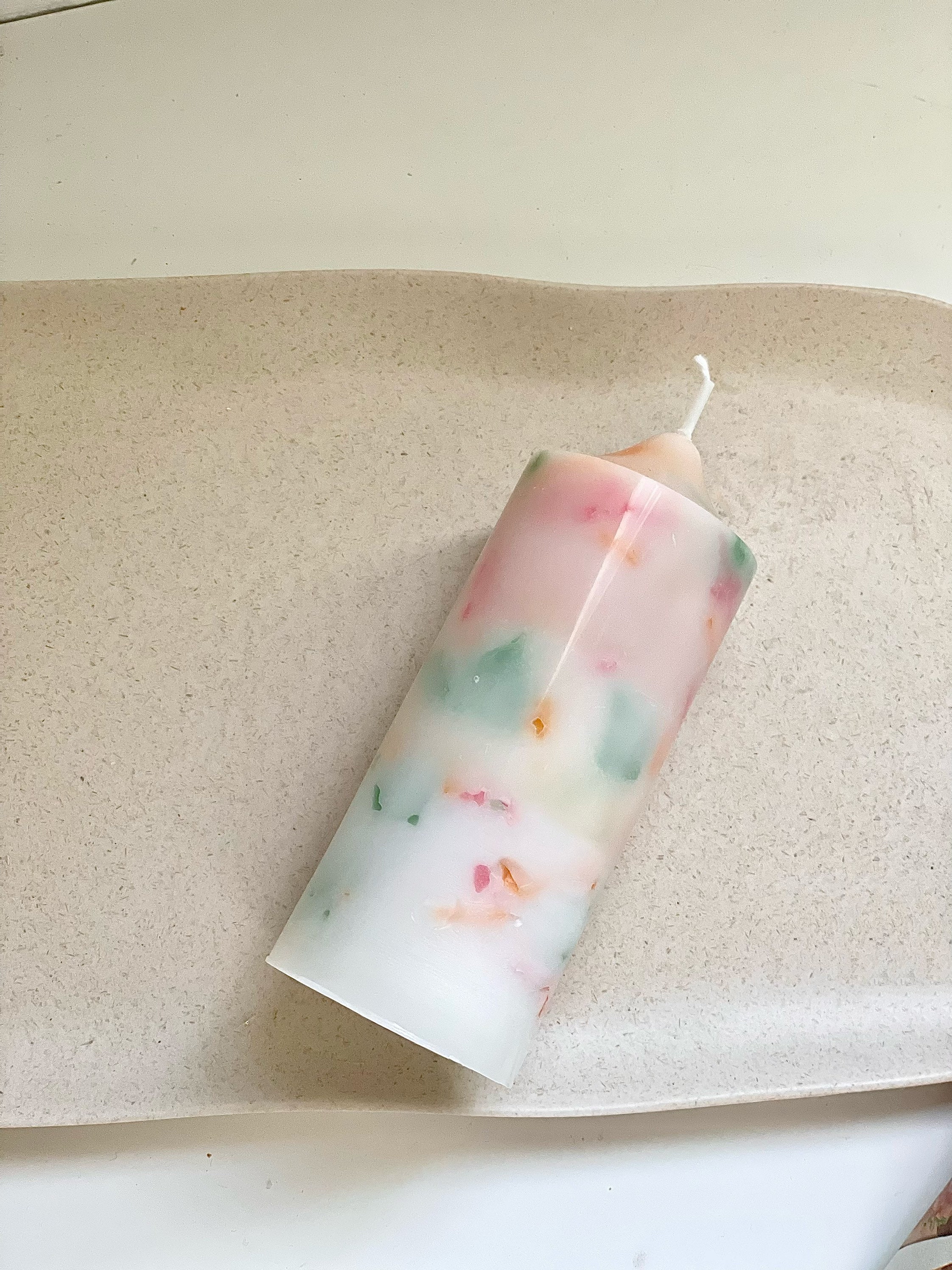 Customizable Pillar Candle Multicolor Drip Candle Pastel Etsy