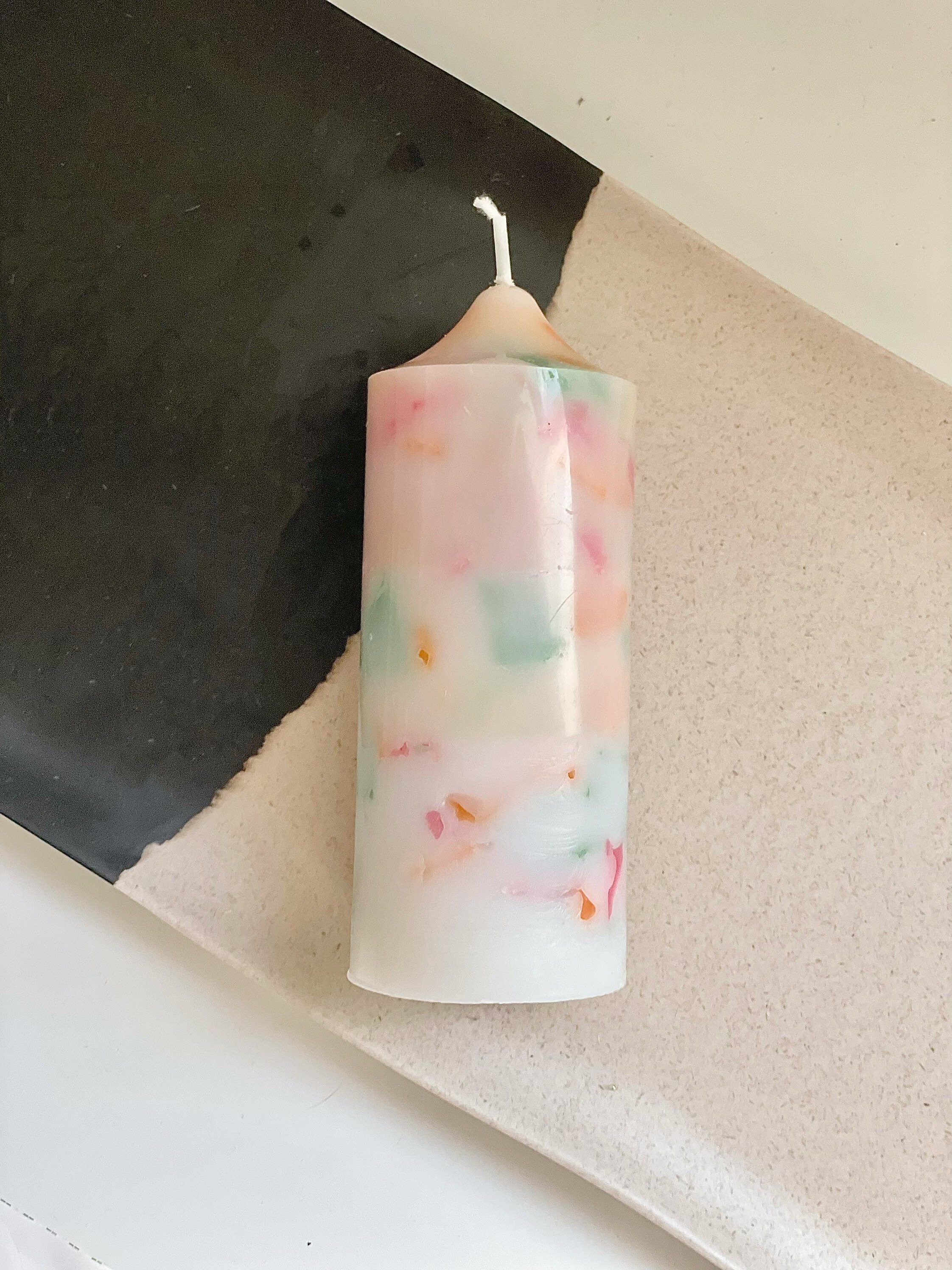 Customizable Pillar Candle Multicolor Drip Candle Pastel Etsy