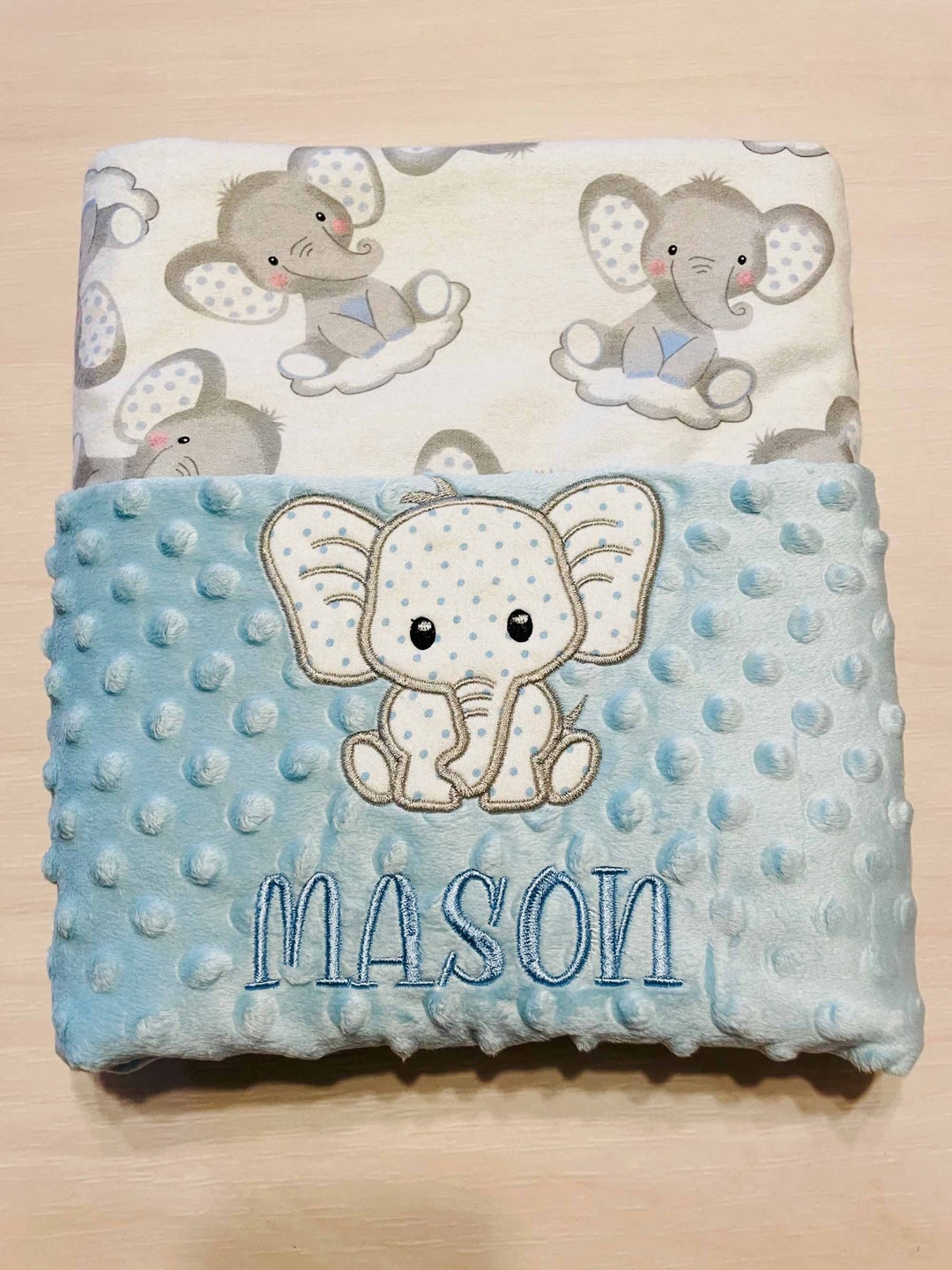 Baby Elephant Blanket Personalized Minky Baby Blanket Etsy