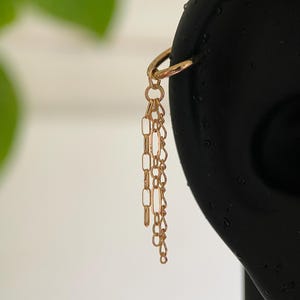 14k Solid Yellow Gold - Body Piercing Jewellery - Tassel Chain Charm - Cartilage Helix Industrial Conch Piercing Ear Chain - 18g 16g