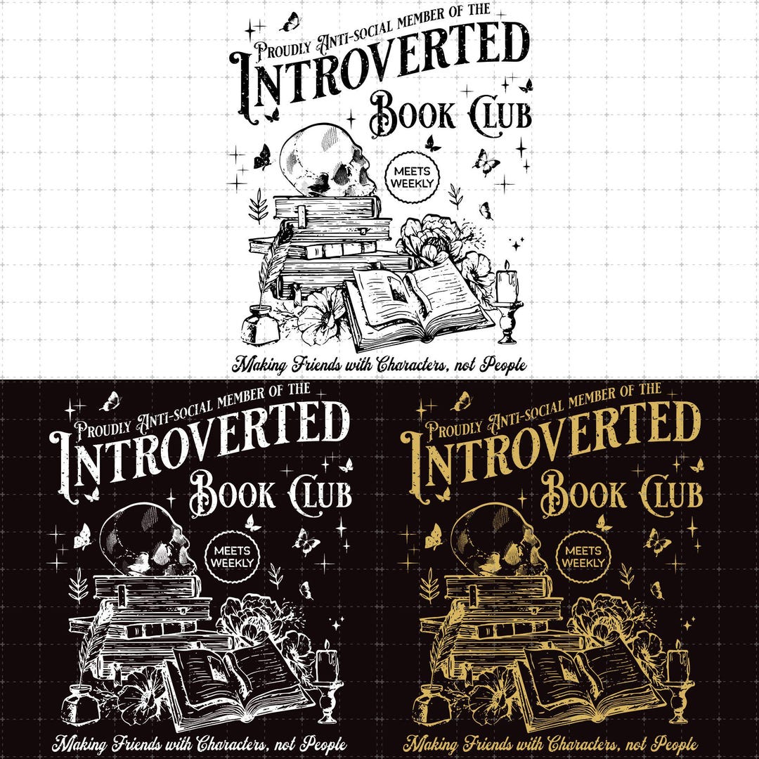 Introverted People R Rene Book Introverted Book Club PNG, Romance Reader SVG, Book Lover Antisocial ...