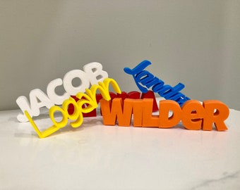 Personalized Standing Name Plate | Custom 1 Inch Tall Text Sign | Custom 3D Printed | Multiple Colors Available | Perfect Gift | Party Favor