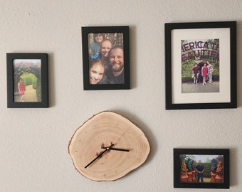 Raw wood clock, green wood clock, natural wood clock, farmhouse clock, wooden clock, rustic wooden clock