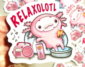 Large Axolotl Sticker | Cute Axolotl Stickers | Kawaii Waterproof, Weatherproof Vinyl Decal | Laptop, Water Bottle, Gifts, Planner, Birthday