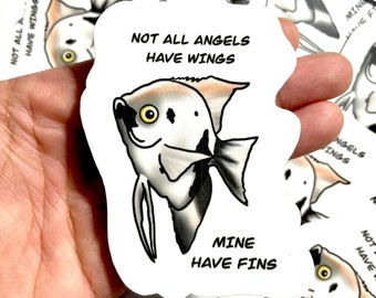 Stickers engelvissen | Visstickers | Aquariumstickers | Waterdichte, weerbestendige vinylsticker | Laptop, bidon, cadeaus