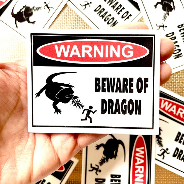 Bearded Dragon Warning Sticker | Bearded Dragon Stickers | Reptile Sticker | Terrarium Sticker | Waterproof Vinyl Decal | Reptile Decor Gift