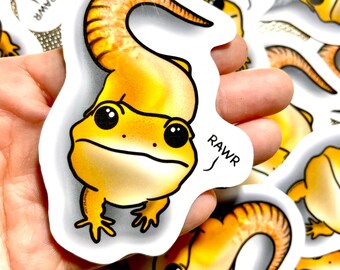 Stickers gecko léopard | Autocollants pour reptiles | Stickers animaux | Décalcomanie en vinyle imperméable | Ordinateur portable, bouteille d'eau, cadeaux