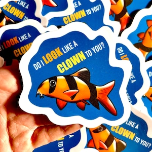 Pegatinas de payaso grande, pegatinas de peces, pegatinas de acuario, calcomanías de vinilo resistentes al agua y a la intemperie, para computadora portátil, botella de agua, regalos