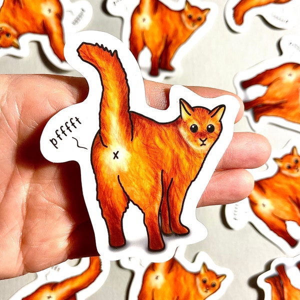 Rootin’ Tootin’ Kitty Sticker | Orange Cat | Kitty | Animal Stickers | Waterproof, Weatherproof Vinyl Decal | Laptop, Water Bottle, Gifts