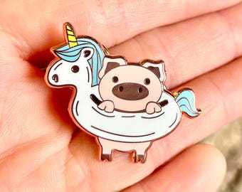 Piggles the Pig Hard Enamel Pin | Pig Enamel Pin | Kawaii Pins | Animal Pins | Gifts for Pig Lovers | Cute Rose Gold Pins