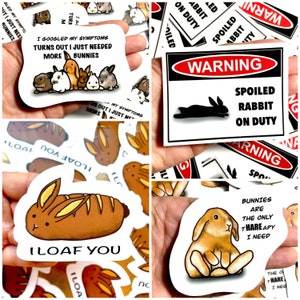 Rabbit Bunny STICKER PACK of 4 | Animal Stickers | Waterproof, Weatherproof Vinyl Decal | Laptop, Water Bottle, Gifts, Planner, Birthday