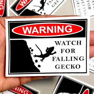 Crested Gecko Warning Sticker | Crested Gecko Stickers | Reptile Sticker | Terrarium Sticker | Waterproof Vinyl Decal | Reptile Decor Gift