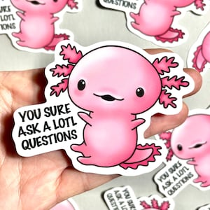 Axolotl Stickers | Axolotl Sticker | Kawaii Stickers | Axolotl Gift | Waterproof, Weatherproof Vinyl Decal | Laptop, Water Bottle, Gifts