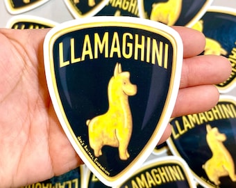 Lamaghini Aufkleber | Lama Aufkleber | Tier Sticker | Wasserfester Vinyl-Aufkleber | Süßer Tieraufkleber | Lustige Geschenke | Autoaufkleber, Autoaufkleber