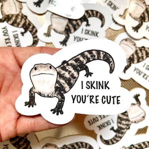 Blaue Zunge Skink Aufkleber | Skink Aufkleber | Reptil Aufkleber | Wasserdichter wetterfester Vinyl-Aufkleber | Laptop, Wasserflasche, Geschenke