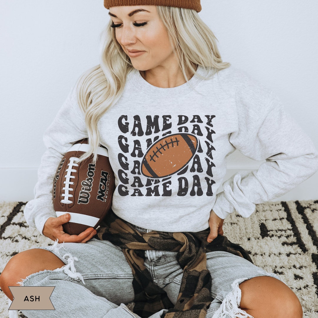 Football Game Day Print Waffle Sweatshirt
