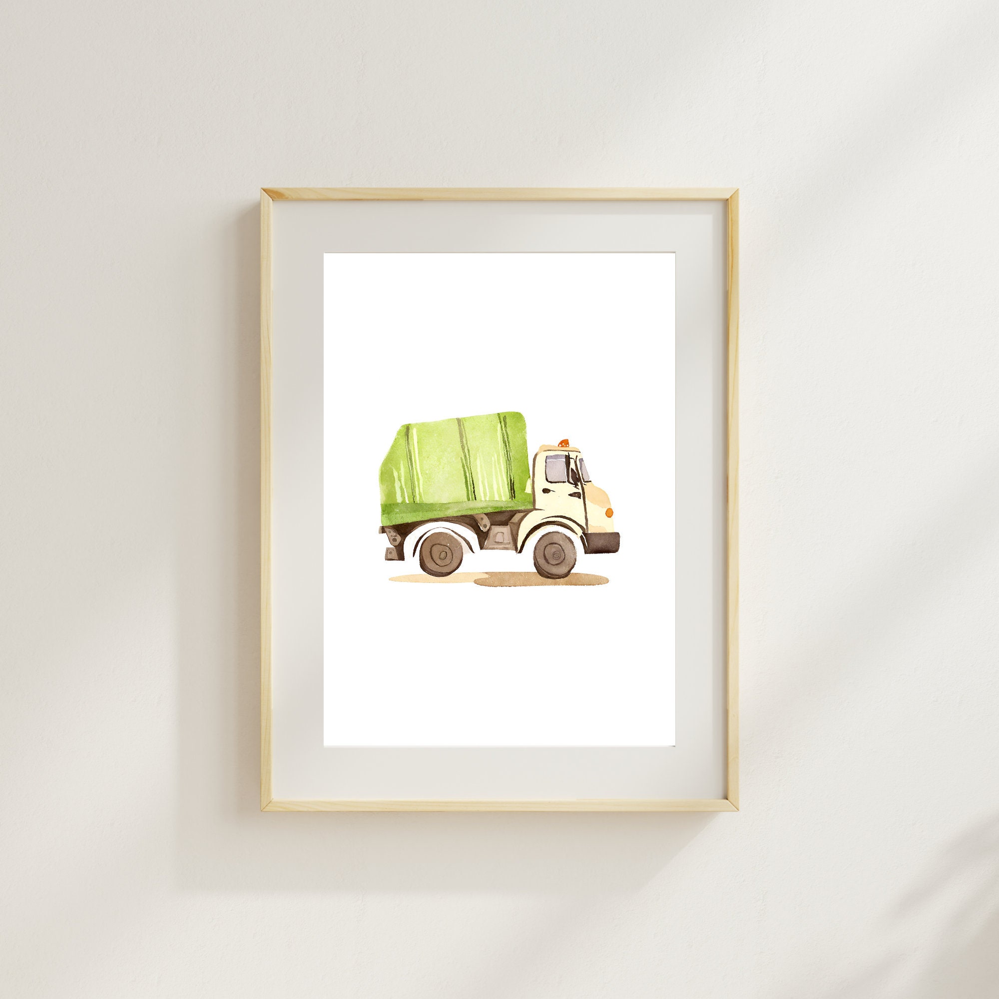 Garbage Truck Art, Garbage Truck Print, Watercolor Garbage Truck ...