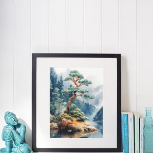 Japandi Wall Art Watercolor Bonsai Tree wall art japandi wall japandi decor therapy office decor scandanavian decor japandi art print