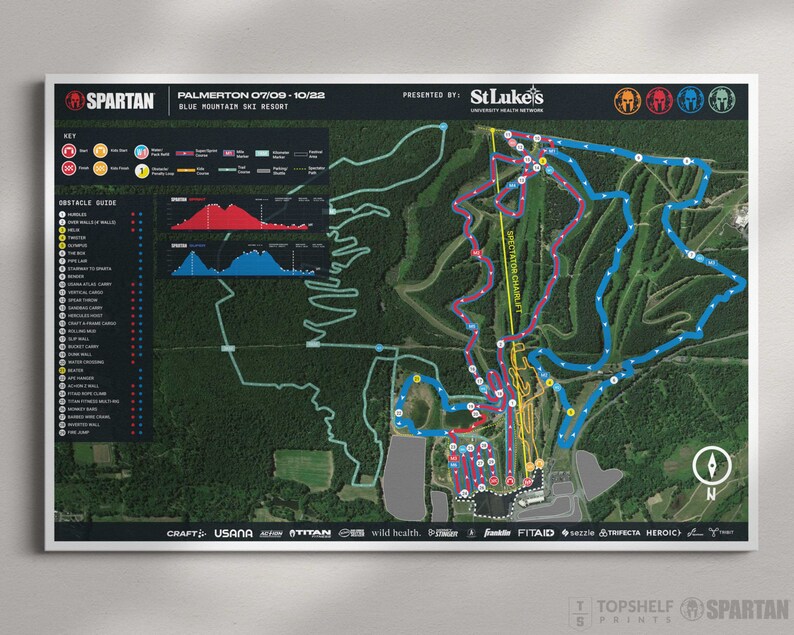 Spartan Race Map Palmerton PA 2022 Poster & Canvas Wall Etsy