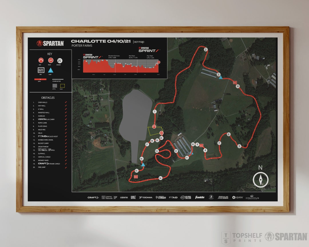 Charlotte 2021 Spartan Race Course Map Poster & Canvas Etsy