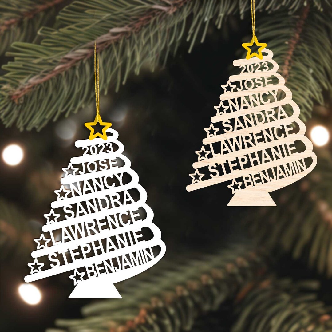 2023 Personalized Family Name Christmas Tree Ornament Custom Etsy