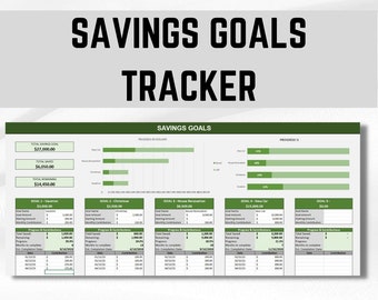 Savings Goals Tracker: Personal Finance Excel Template (Digital Download)