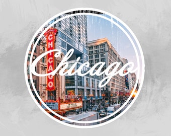 Chicago Sticker | Laptop Sticker | Hydro Sticker | Luggage Sticker | Chicago | Chicago Souvenir | Travel Sticker | Vacation Sticker