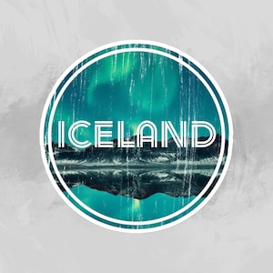 Adesivo Islanda / Islanda / Adesivo Hydroflask / Adesivo per bagagli / Adesivo per laptop / Adesivo da viaggio / Aurora boreale / Adesivo per le vacanze