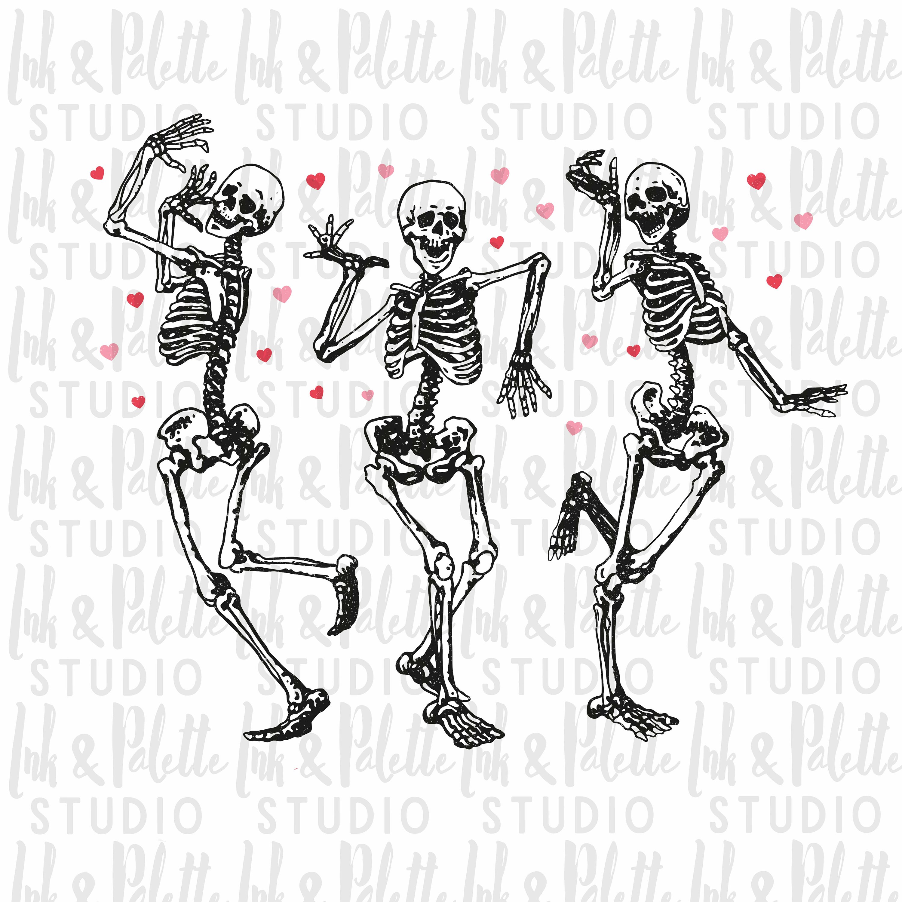 Dancing Skeletons SVG PNG Valentine Skeletons Valentines - Etsy