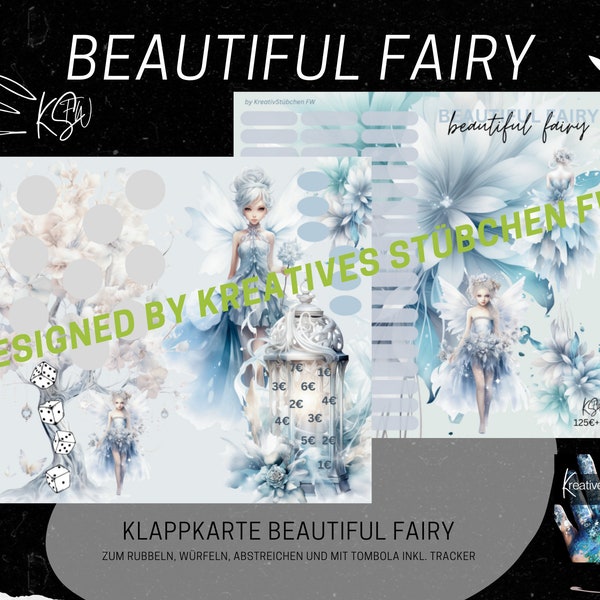 4 in 1 Klappkarte „BEAUTIFUL FAIRY“  für A6 Binder,  Spaß am Sparen, Umschlagmethode