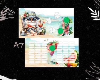 A7 Mixchallenge „BEACHGNOMI“, für A7 Binder, Spaß am Sparen, Umschlagmethode
