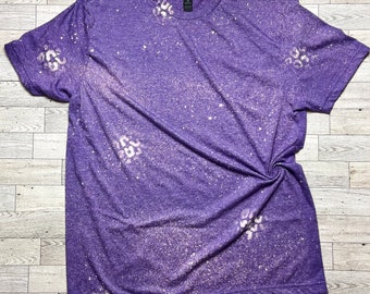 Bleached T-shirt | Bleached Purple tshirt | Leopard Print | Bleached blank | Sublimation tee | Poly Cotton tshirt