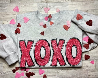 XOXO Valentine Crewneck | Valentine’s Day Sweater | Faux Sequin Crewneck | Cute Vday sweater