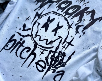 Spooky B!tch Era Crewneck | Spooky Szn long sleeve T-shirt | Spooky sublimation | Paint splatter long sleeve