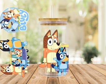 16oz PNG file Libby soda can wrap design Sublimation or DTF / UVDTF Bluey Car