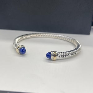 Pulsera clásica de color con cable de 5 mm de David Yurman con lapislázuli amarillo de 14 quilates, talla pequeña