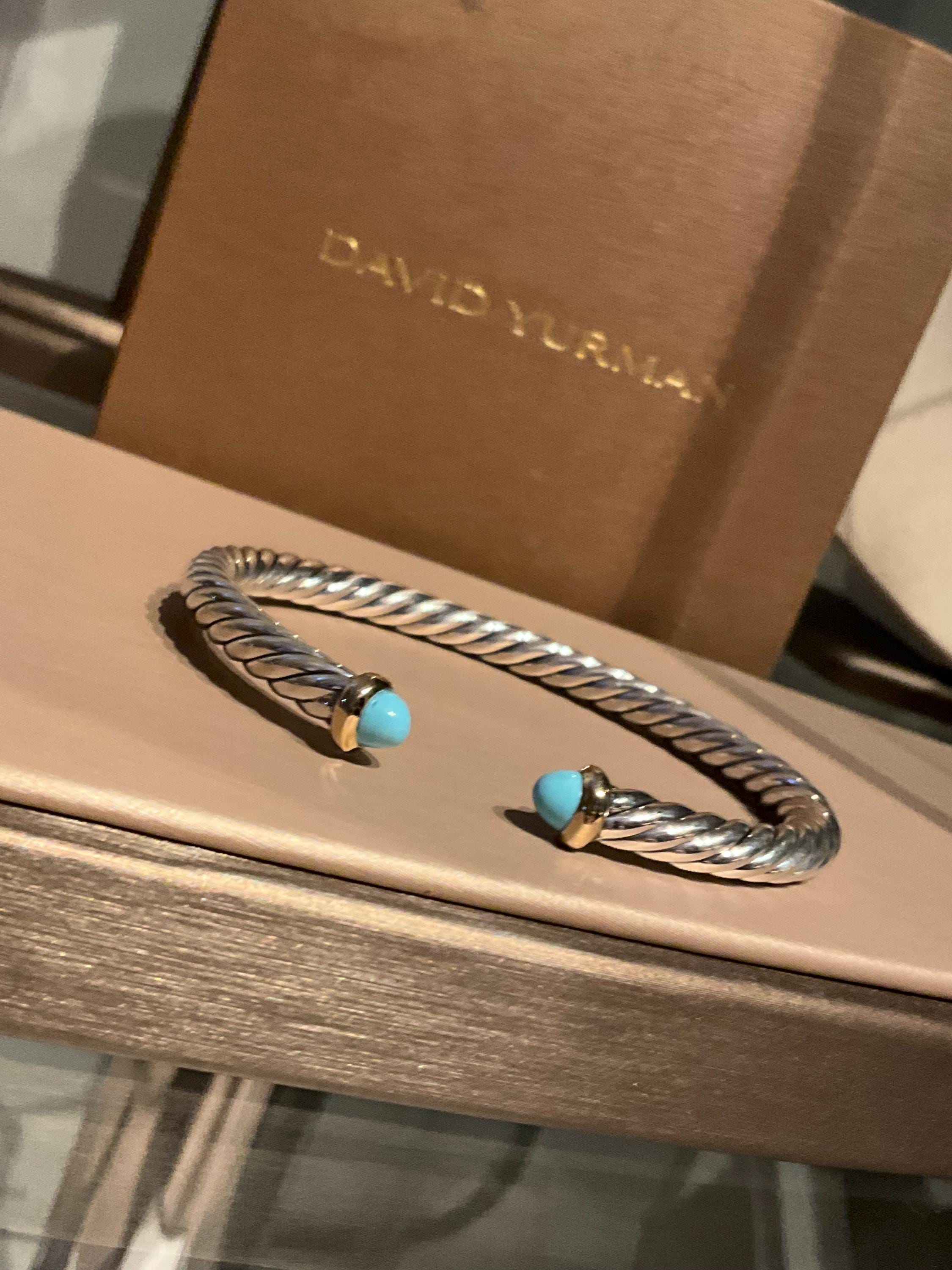 David Yurman 6mm Cable Flex Color Bracelet With 14K Turquoise