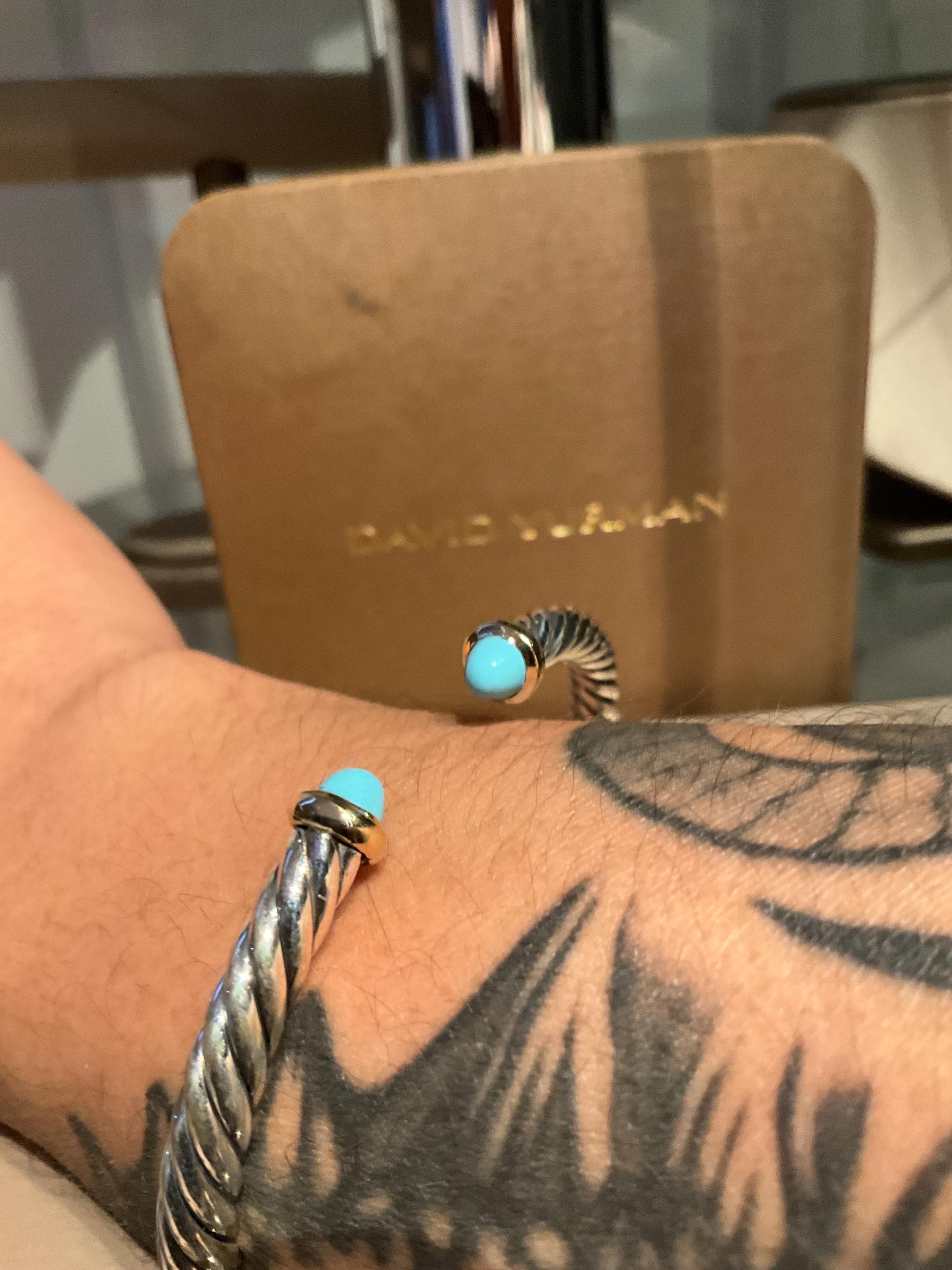 David Yurman 6mm Cable Flex Color Bracelet With 14K Turquoise