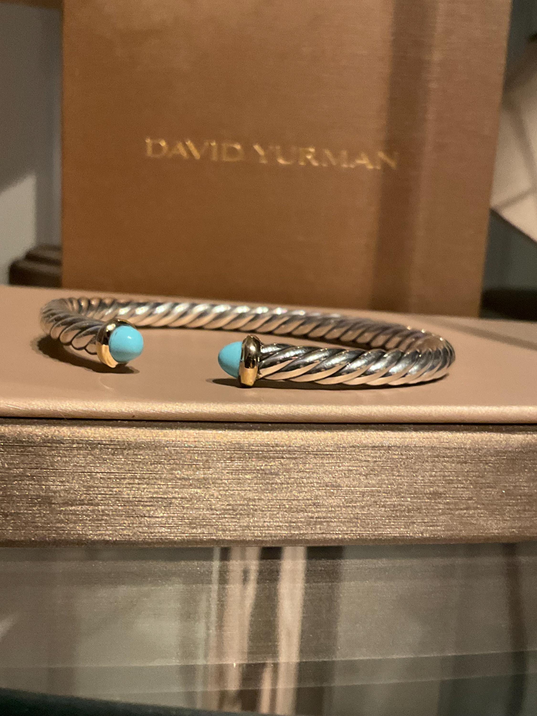 David Yurman 6mm Cable Flex Color Bracelet With 14K Turquoise
