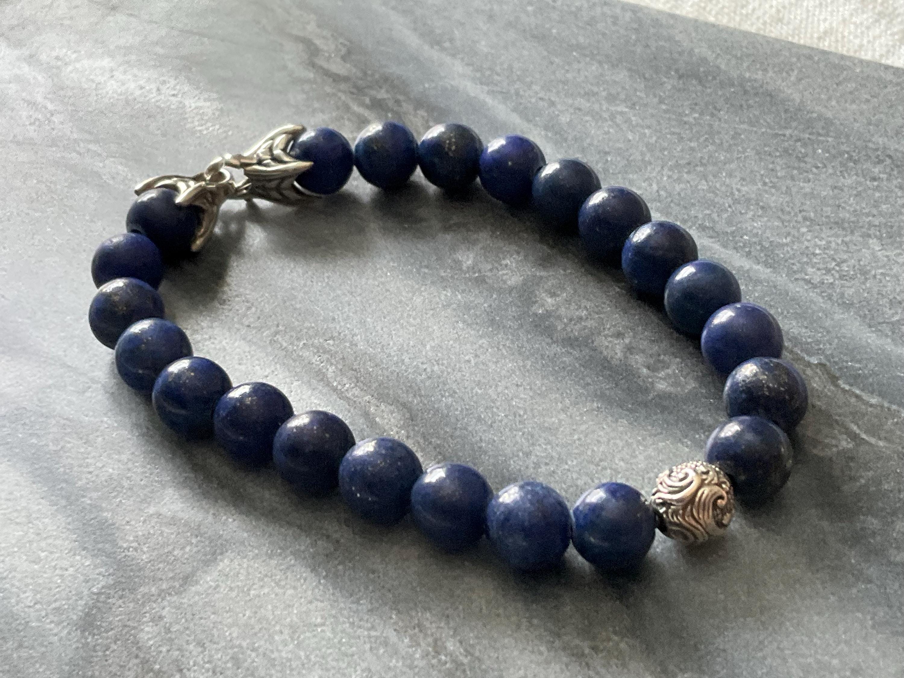 DAVID YURMAN Matrix 8mm Bead Lapis Lazuli W/silver Wave Shinny