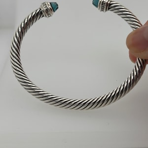 David Yurman 5mm Cable Classic Collection Bracelet with Hampton Topaz  Diamonds