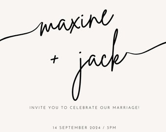 Digital Engagement/Wedding Invitation, Minimalists Invitation, Fine Line Invite, Black and White Invitation