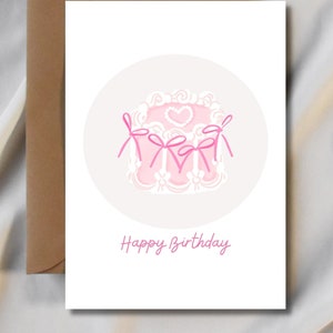 Niedliche Girly Geburtstagskarte | Alles Gute zum Geburtstag Karte, Digital Grußkarte zum Ausdrucken, Minimalistisch, Für Sie, Schleifen, Schleifen, Torte mit Schleifen, Rosa