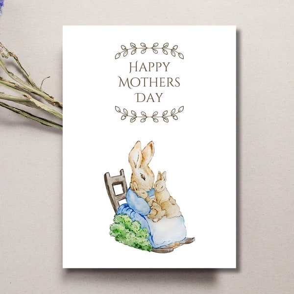 Beatrix Potter Mothers Day Card | Printable, Sweet, Peter Rabbit, Bunnies, Spring, Happy Mothers Day, Cottage Core, Digital Peter Rabbit Art