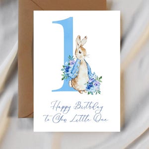 Erste Geburtstagskarte Peter Rabbit | 1. Geburtstag, Baby Geburtstagskarte für Jungen, Baby Geburtstagskarte, Beatrix Potter, Little One, Digital