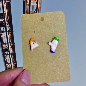 Phineas And Ferb Polymer Clay Stud Earrings